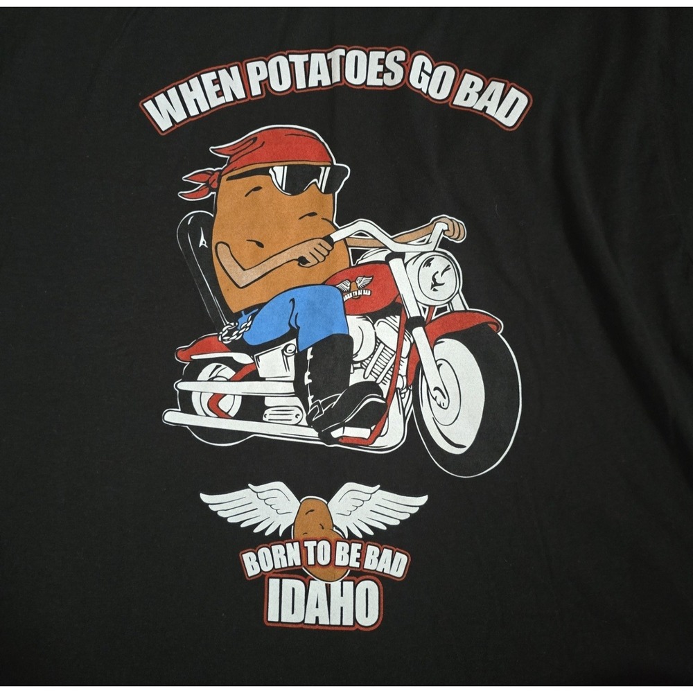 NWT Graphic T-Shirt Men 2XL When Potatoes Go Bad Born to Be Bad Idaho Motorcycle